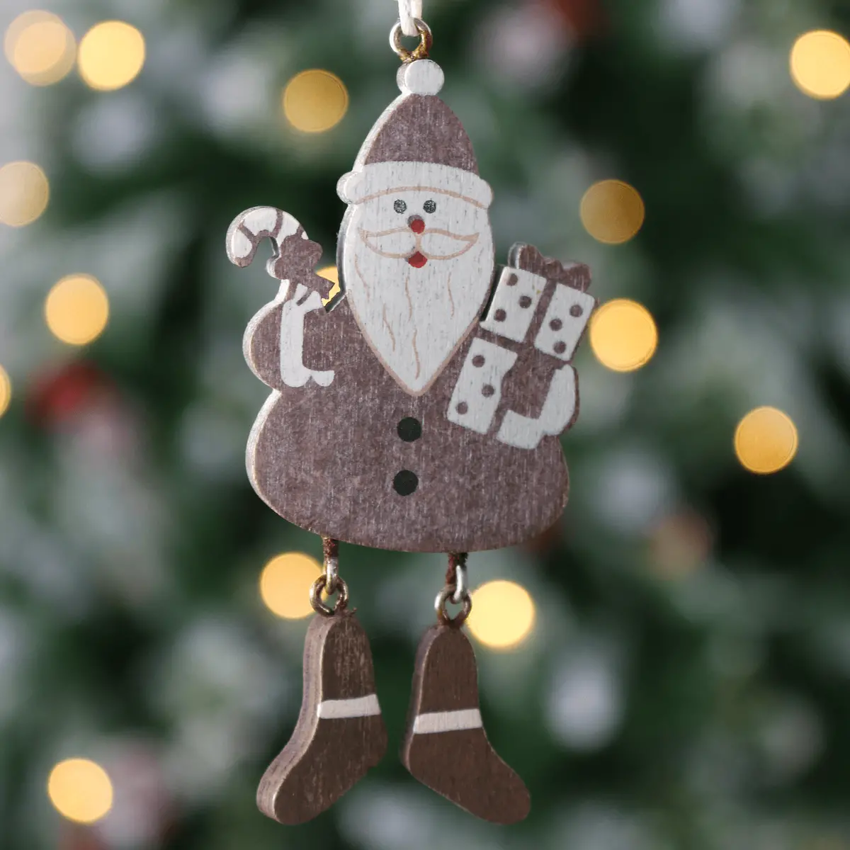Set Of 6 Novelty Christmas Wooden Tree Decorations Boxed 1