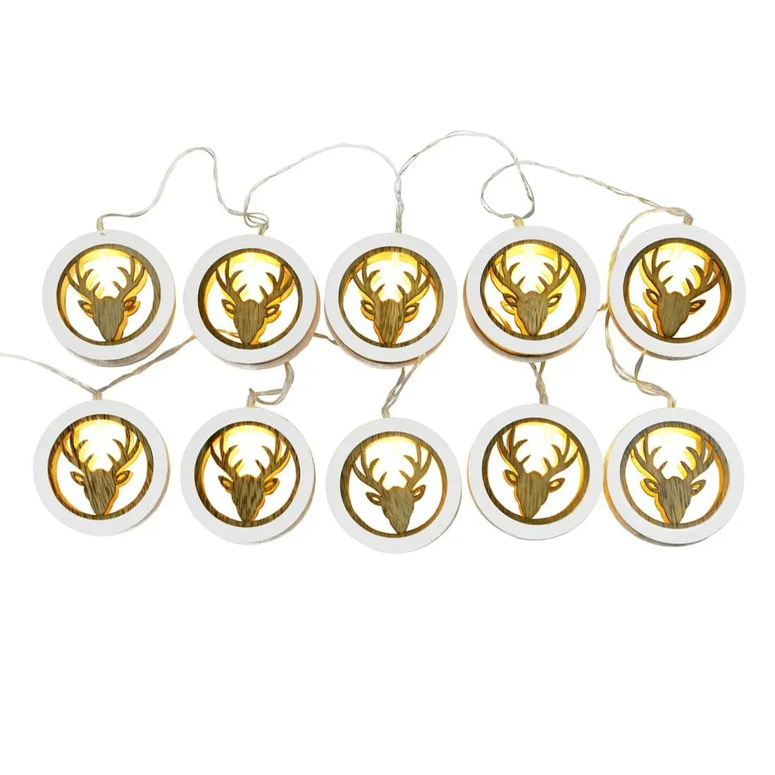 10 Warm White Led Reindeer Wooden Christmas Xmas String Lights 1