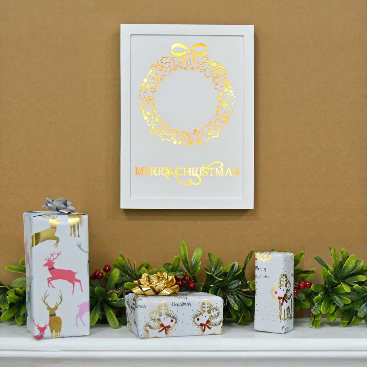 Light Up Led Merry Christmas Xmas Wall Plaques Decorations 1