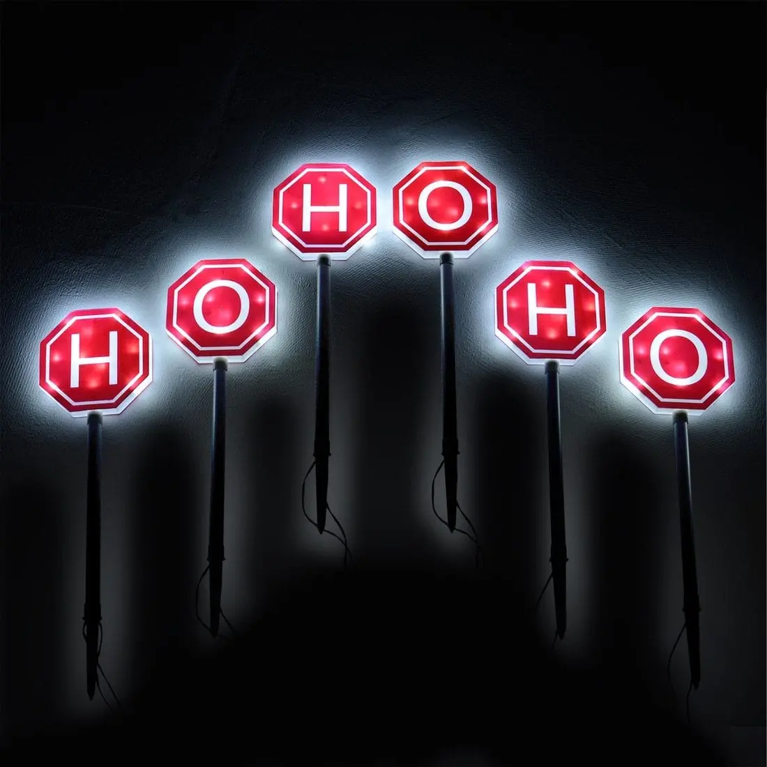 6 Ho Ho Ho Christmas Pathway Outdoor Garden Lights Stakes 1