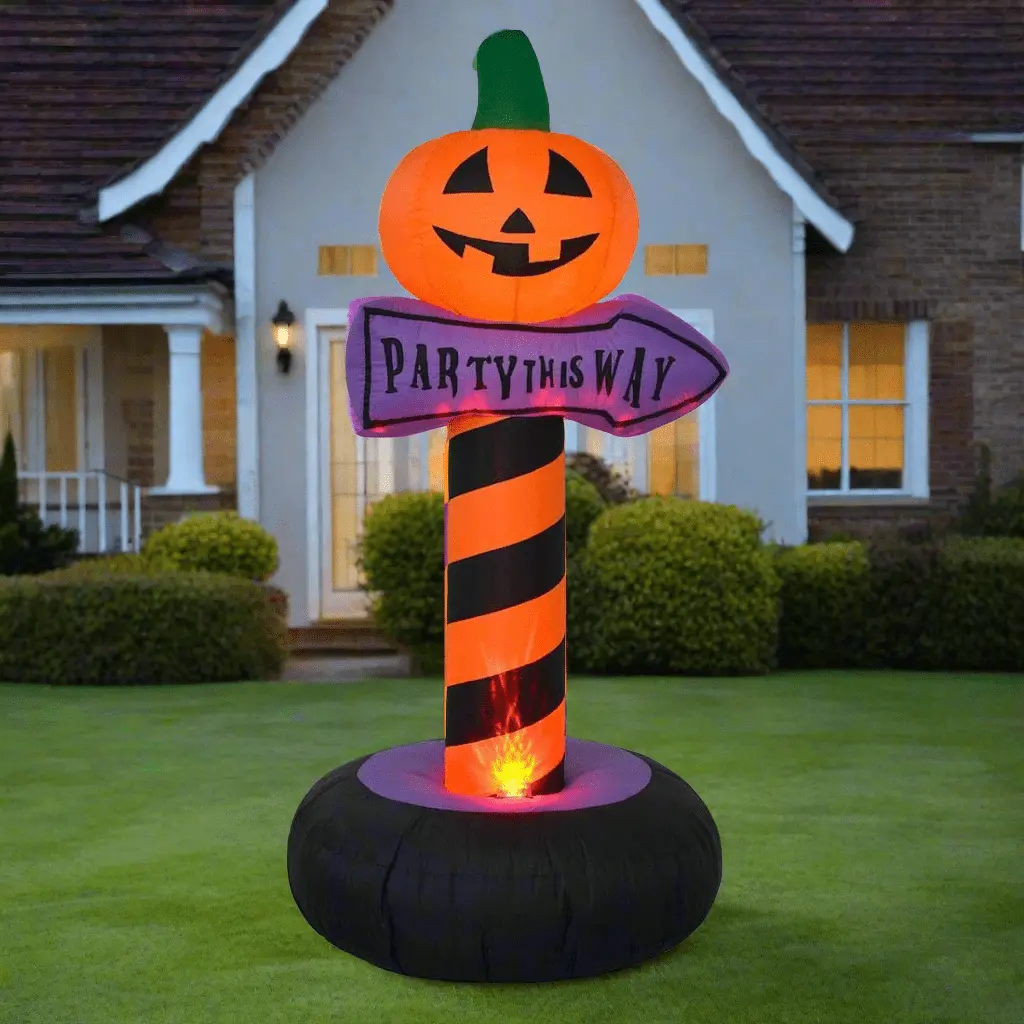 6Ft Giant Inflatable Pumpkin Halloween Party Sign Decoration 1