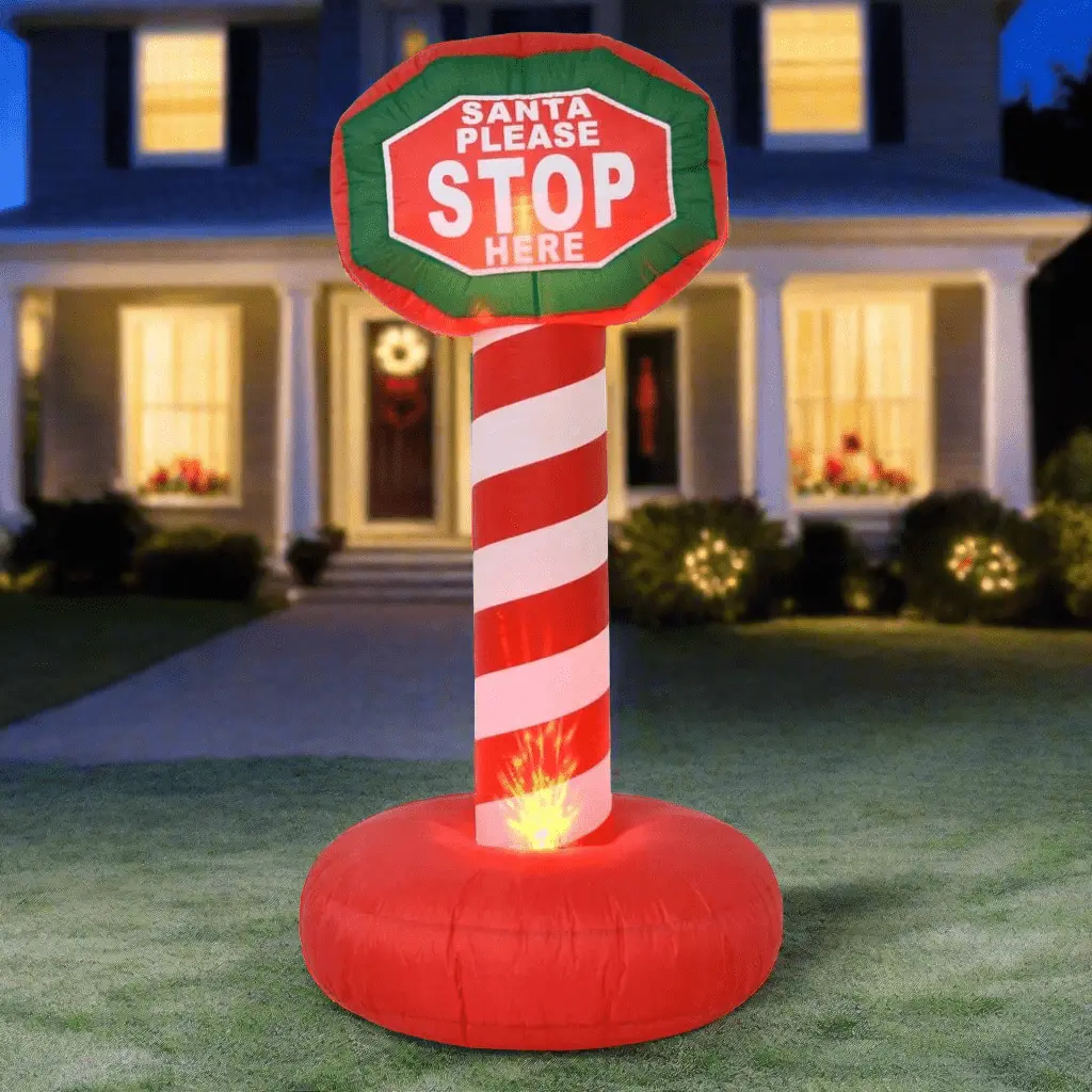 6Ft Inflatable Giant Santa Stop Here Sign Xmas Christmas Decoration 1