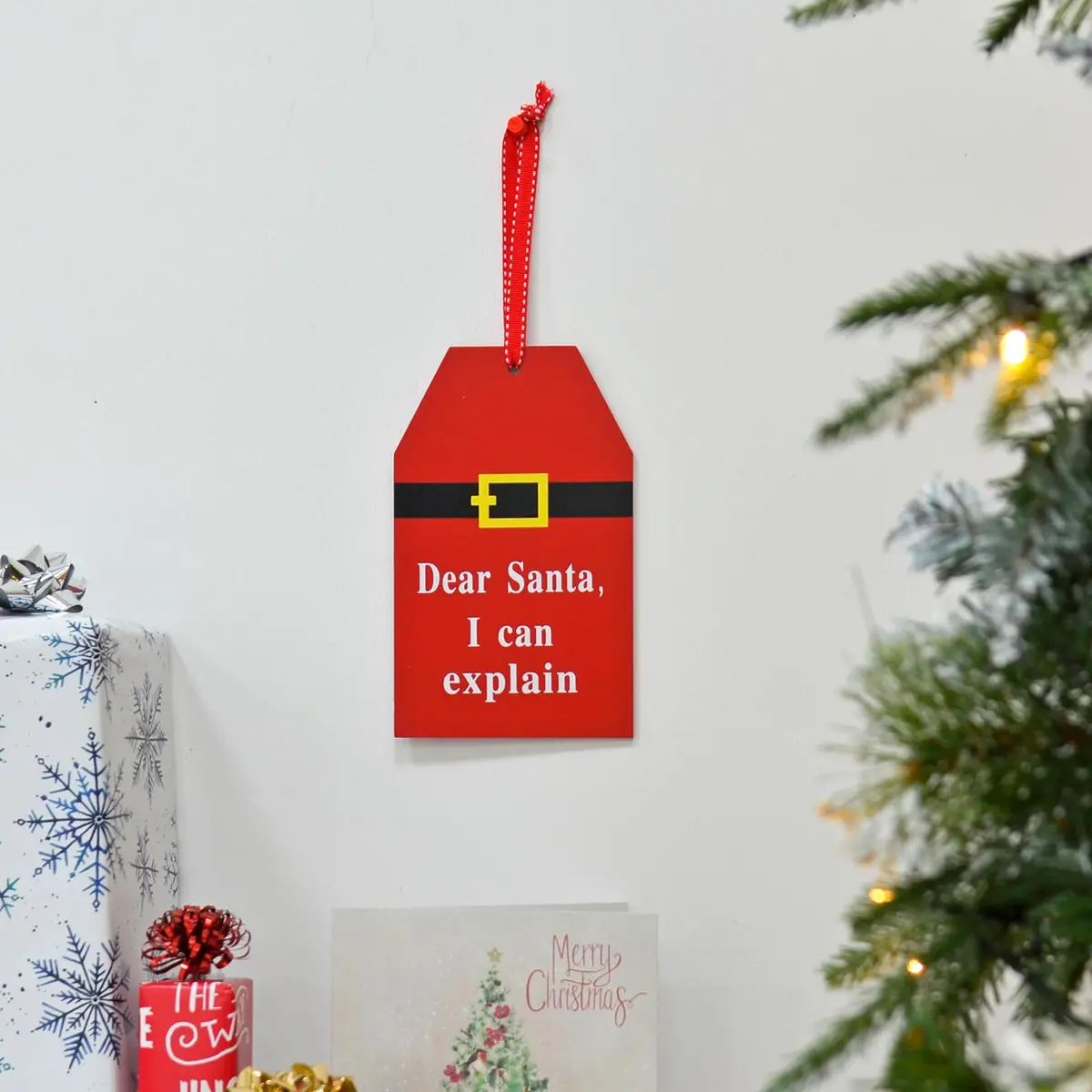 Wooden Christmas Sign Decoration Dear Santa Can I Explain 1