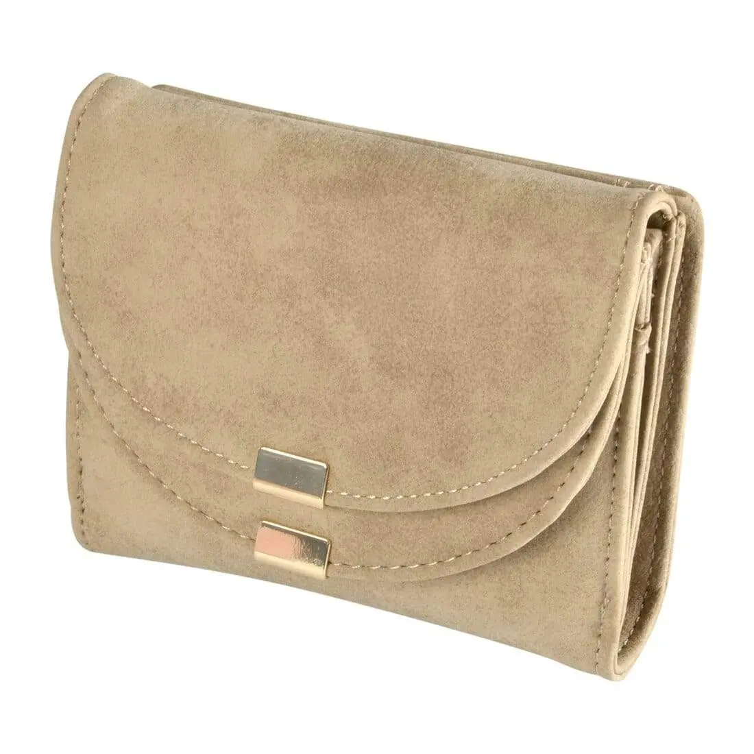 Womens Ava Small Suedette Purse Fold Over - Natural Blue Pink 3