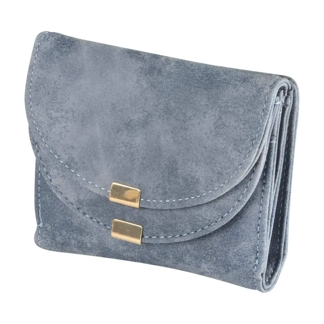 Womens Ava Small Suedette Purse Fold Over - Natural Blue Pink 2