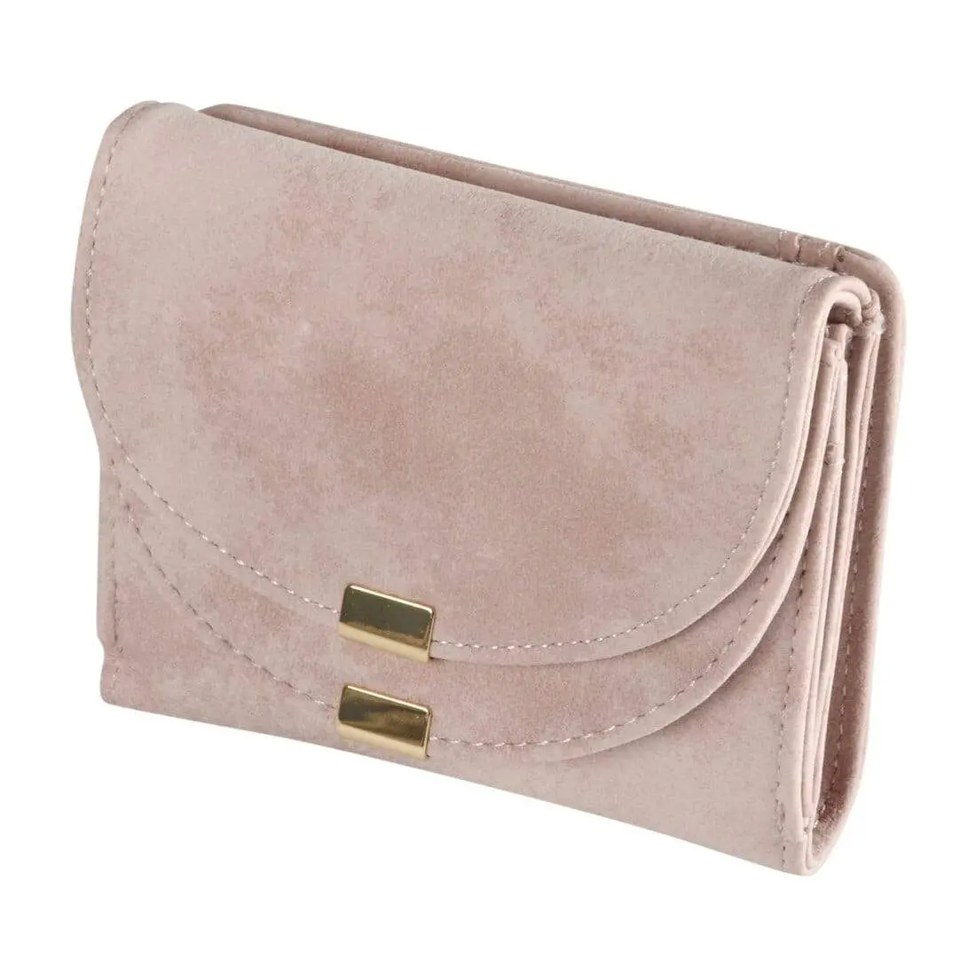Womens Ava Small Suedette Purse Fold Over - Natural Blue Pink 3