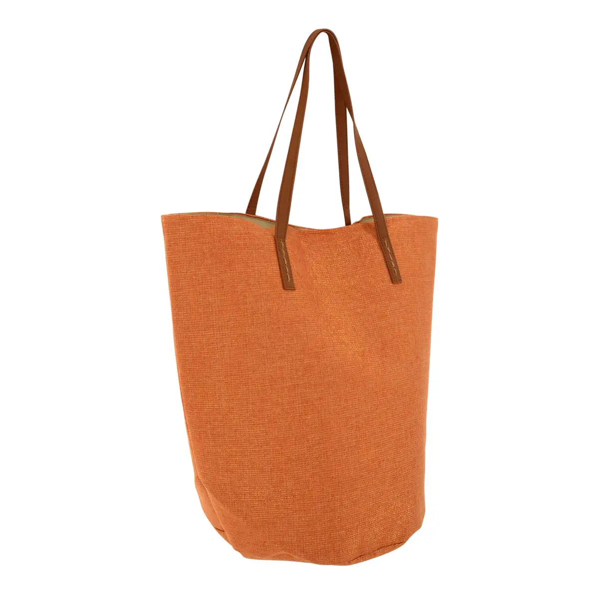 Womens Burnt Orange Sparkle Beach Shopping Tote Shoulder Bag 1