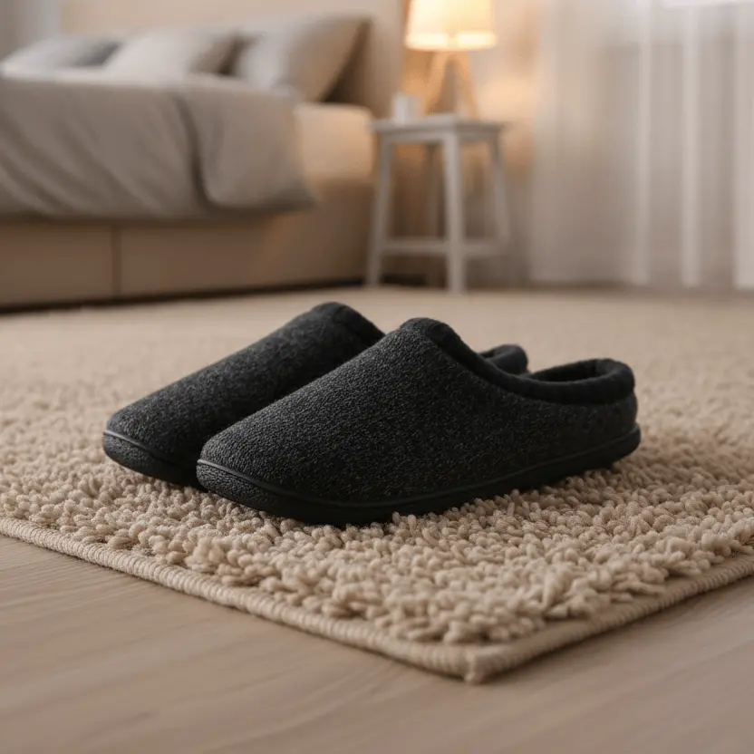Mens Knitted Mule Slippers With Soft Fleecy Lining Non-Slip 1