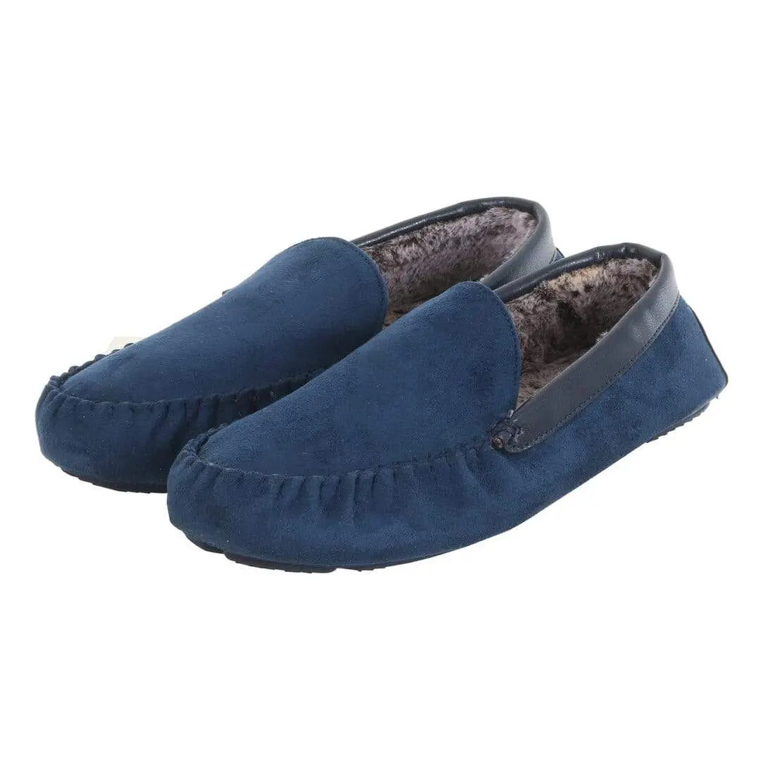 Mens Moccasin Slippers Luxury Microsuede Fur Lining Non-Slip 8