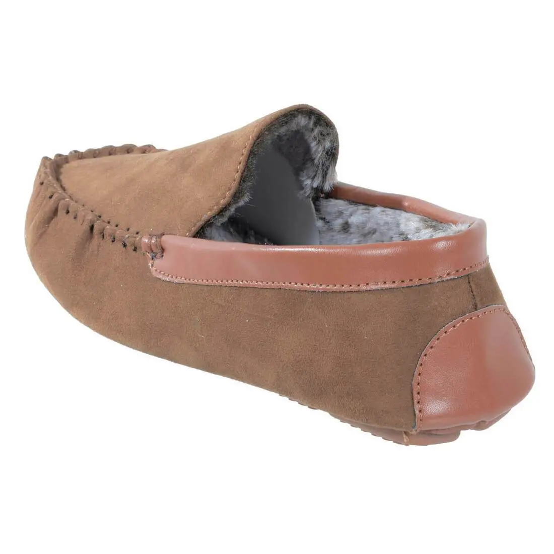 Mens Moccasin Slippers Luxury Microsuede Fur Lining Non-Slip 5