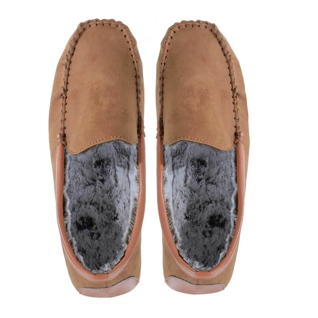 Mens Moccasin Slippers Luxury Microsuede Fur Lining Non-Slip 4