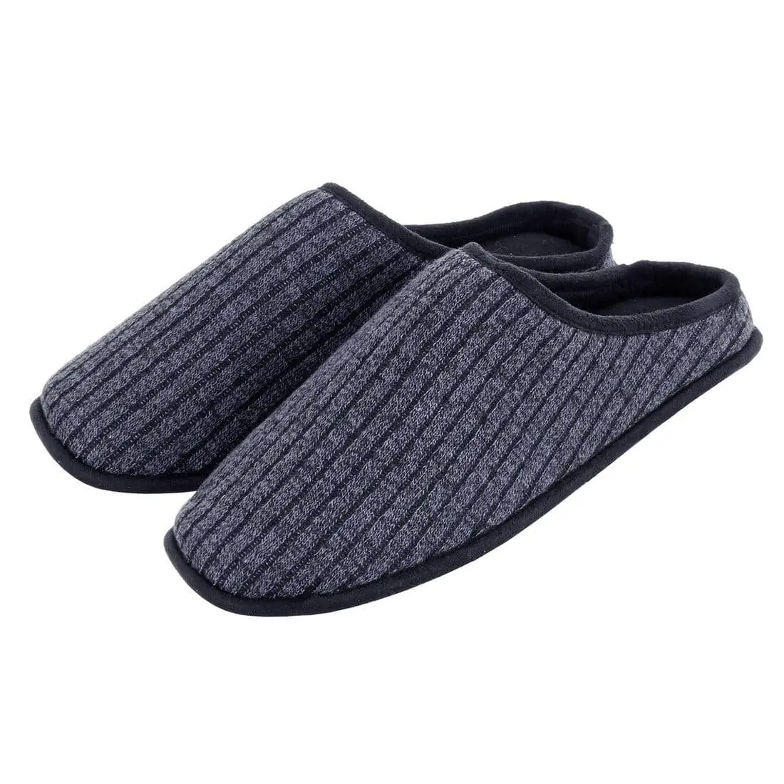 Mens Mule Slippers Ribbed Knit Upper Fleece Lining Non-Slip 8