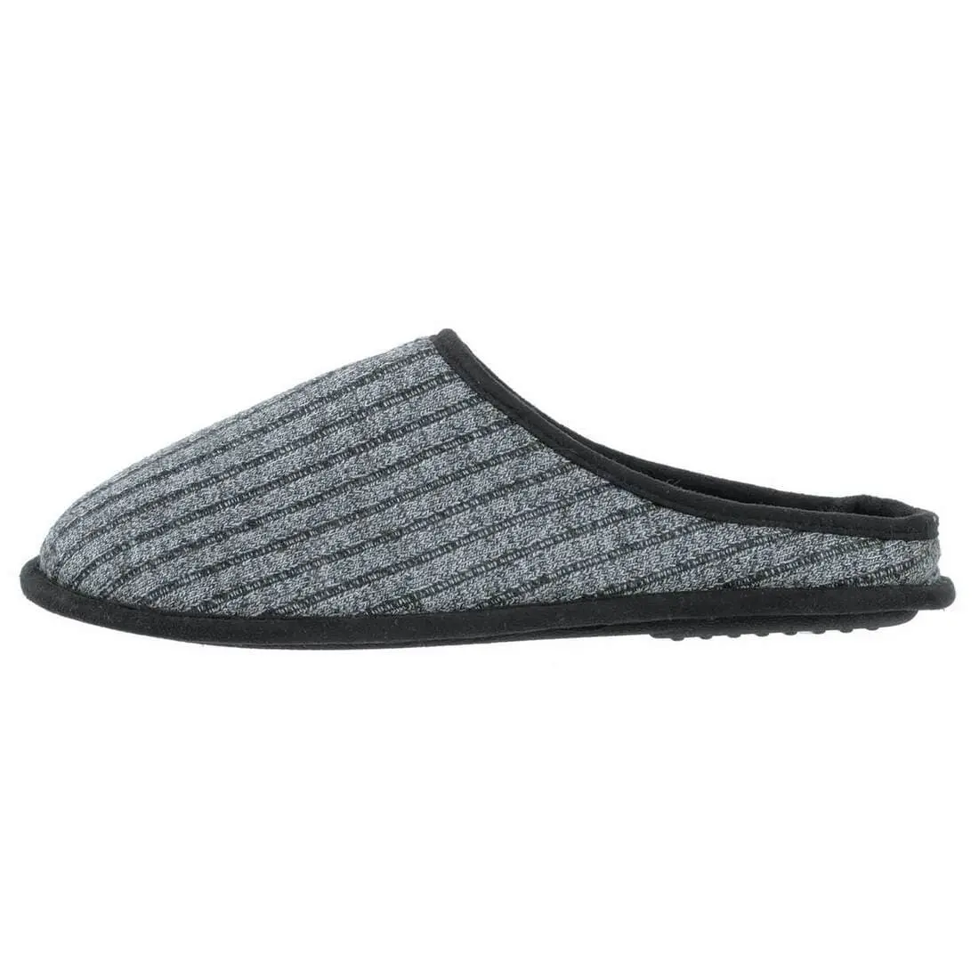 Mens Mule Slippers Ribbed Knit Upper Fleece Lining Non-Slip 7