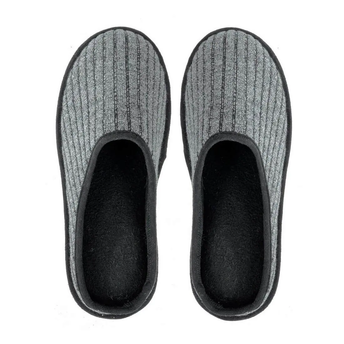 Mens Mule Slippers Ribbed Knit Upper Fleece Lining Non-Slip 4