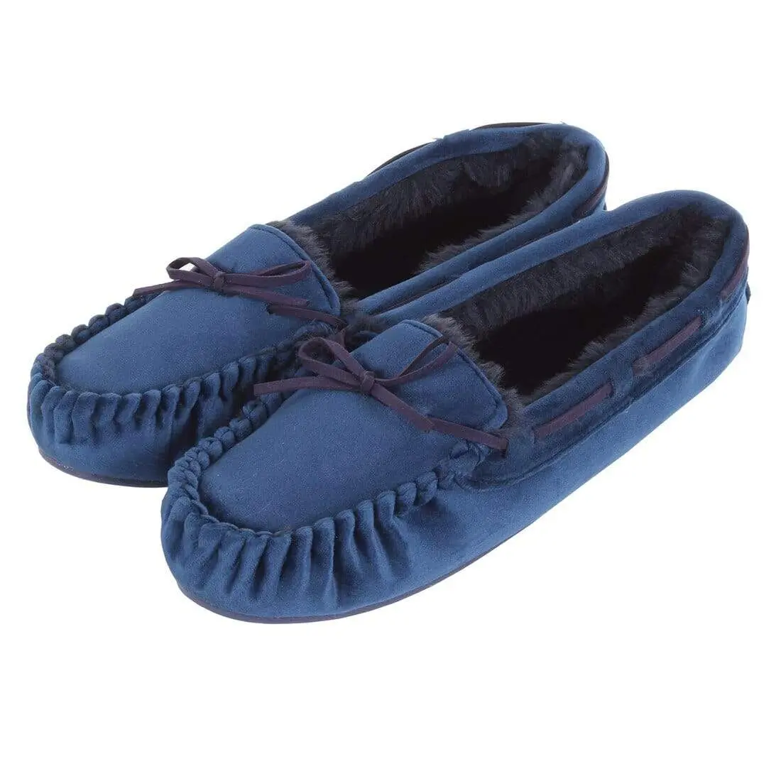 Womens Moccasin Slippers Luxury Velour Fur Lining Non-Slip 7
