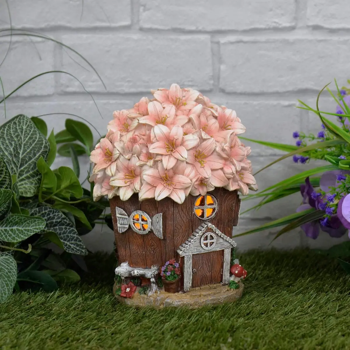 Solar Powered Garden Ornament Light Flower Blossom House 1