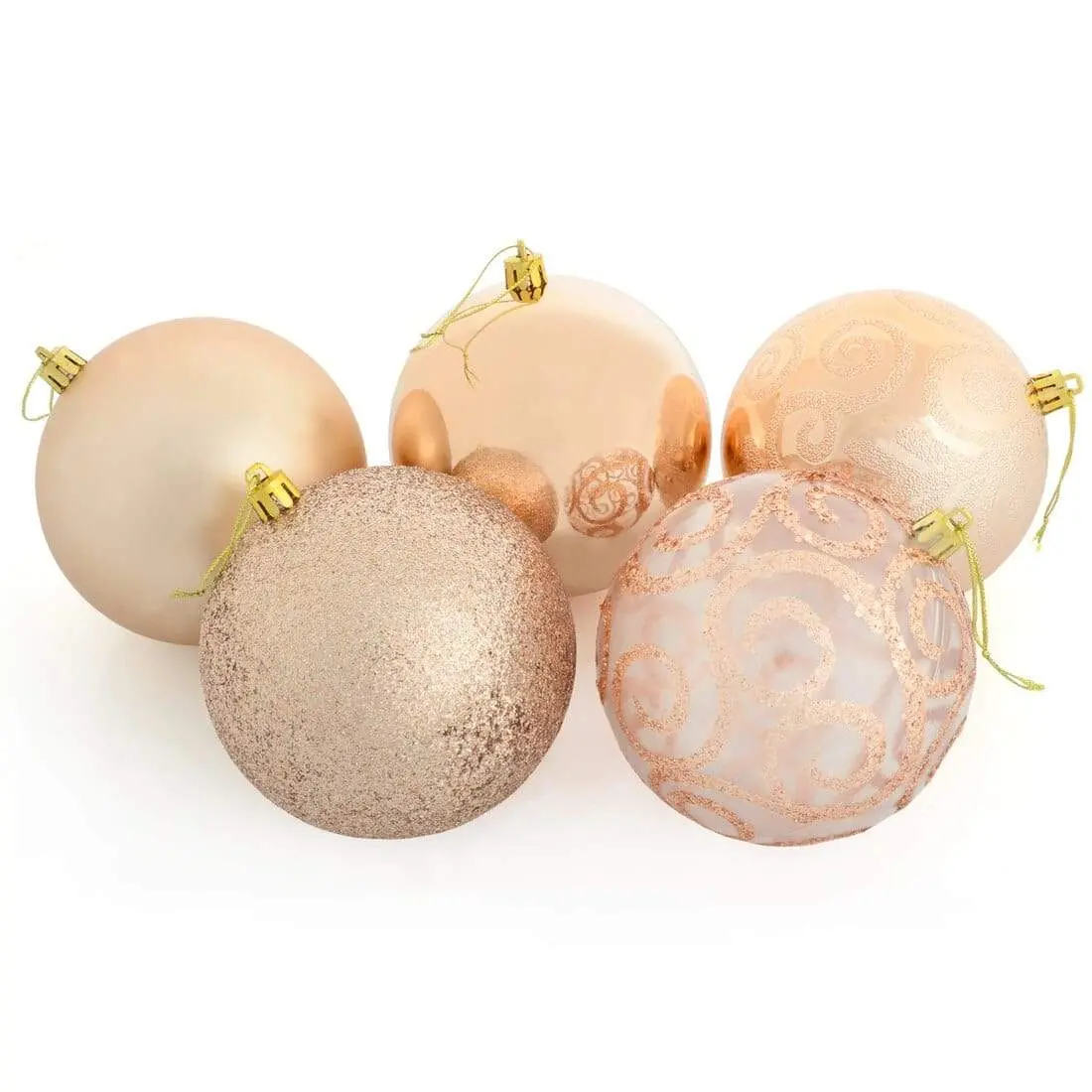 5 X 10Cm Christmas Tree Baubles Swirl Matte Glitter Mirrored 1