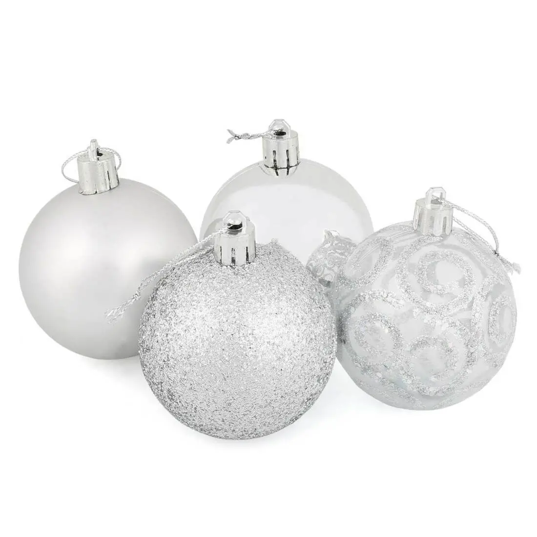 16 X 6Cm Christmas Tree Baubles Swirl Matte Glitter Mirrored 1