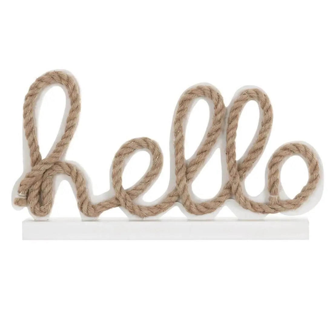 Hello White Wooden Light Up Sign With Rope Writing 1