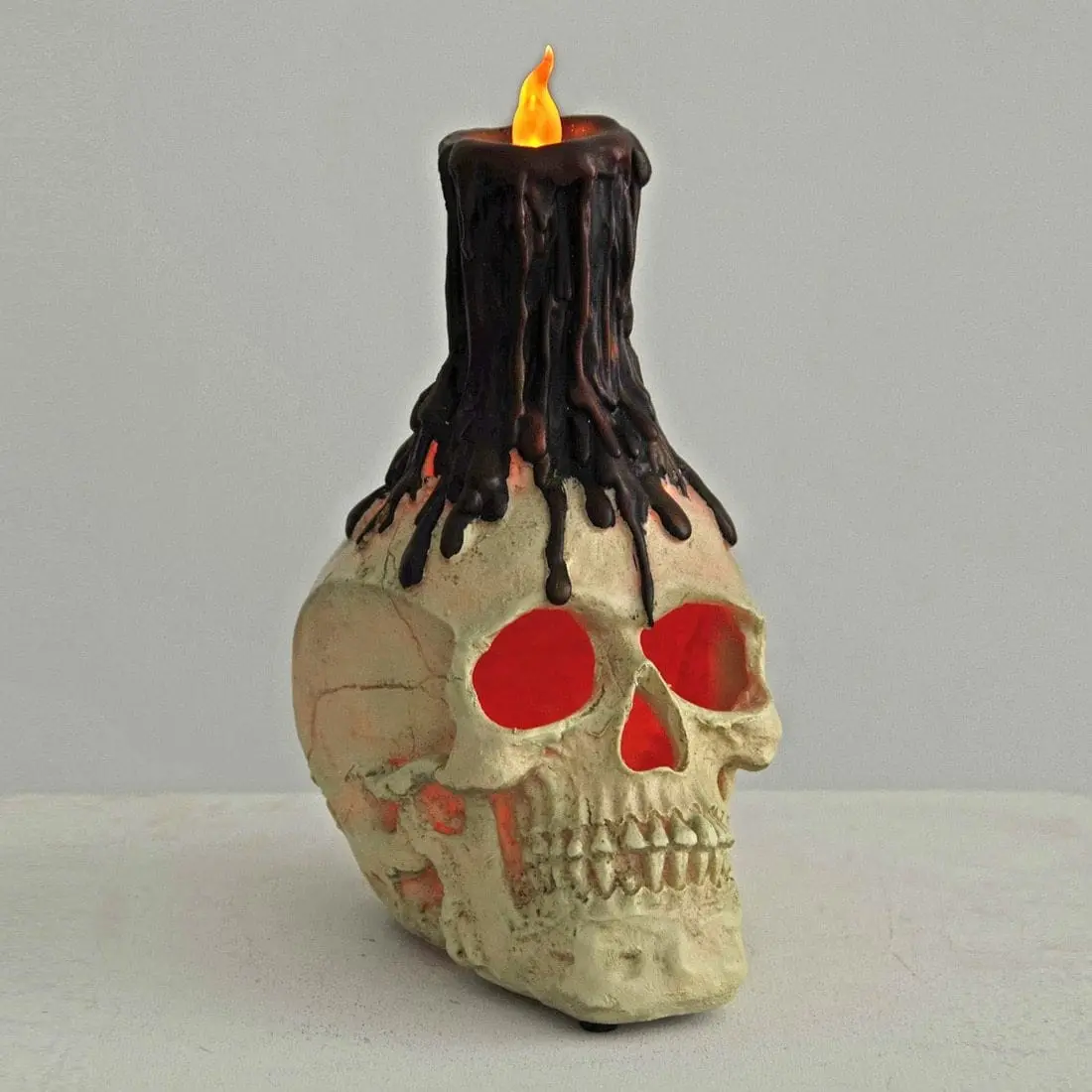 Led Skull Halloween Party Decoration Black Candle Resin 26Cm 1