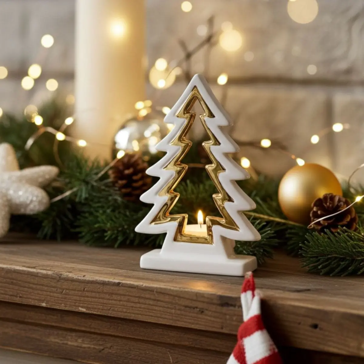 Christmas Tree Tealight Candle Holder Home Xmas Decoration 1
