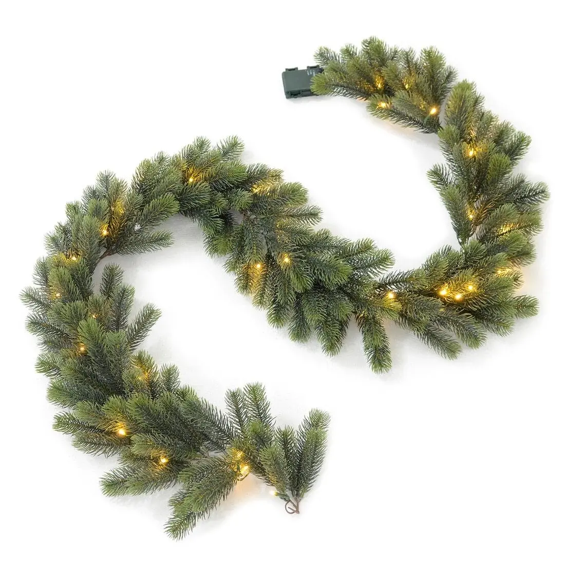 6Ft Pre-Lit Green Christmas Garland Indoor/Outdoor With Timer 1