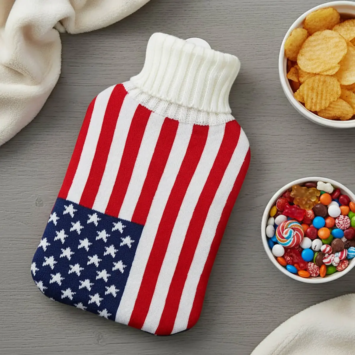 Hot Water Bottle Large Soft Knit Cover National Flag Colours 1