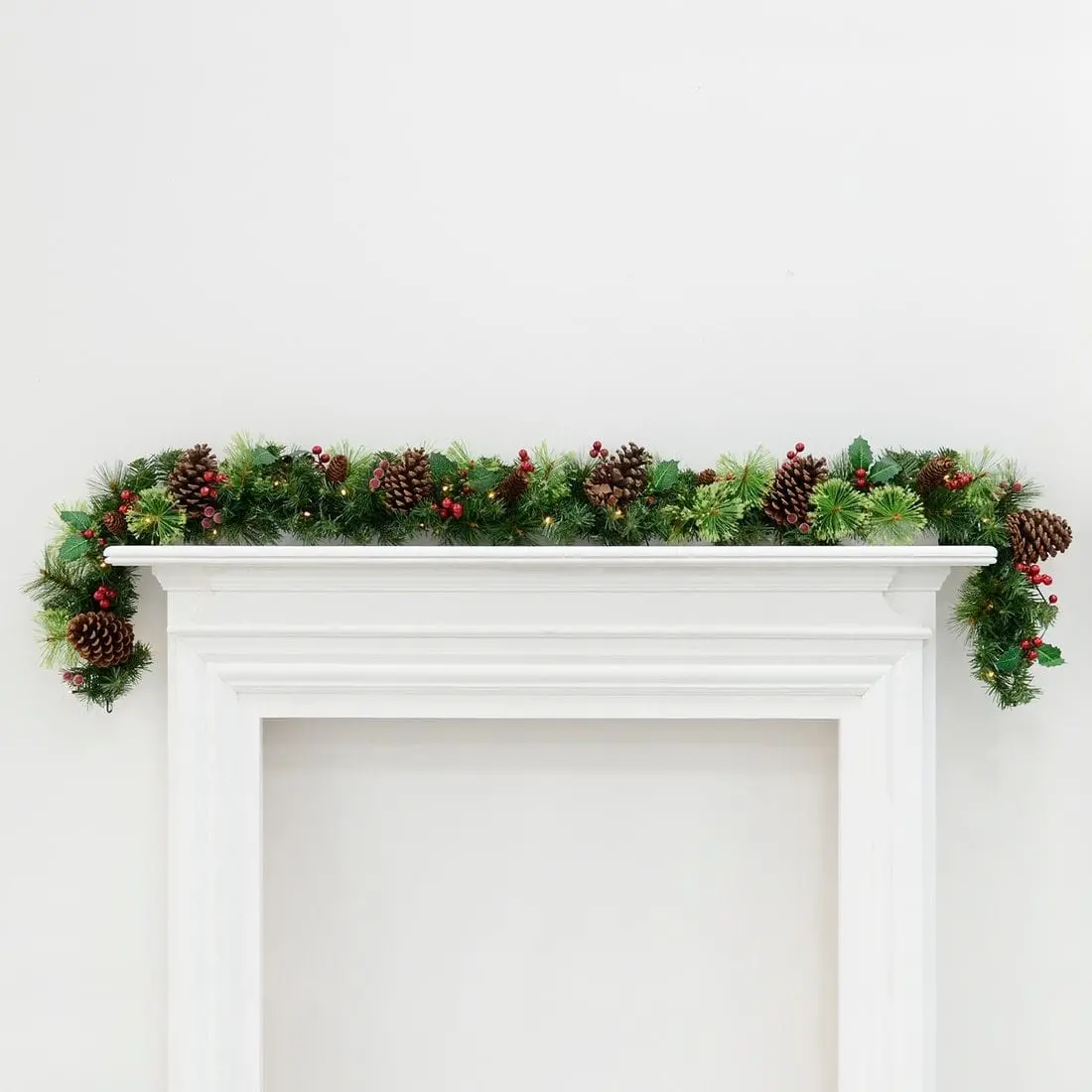 6Ft Pre-Lit Decorated Artificial Christmas Garland With Timer 1