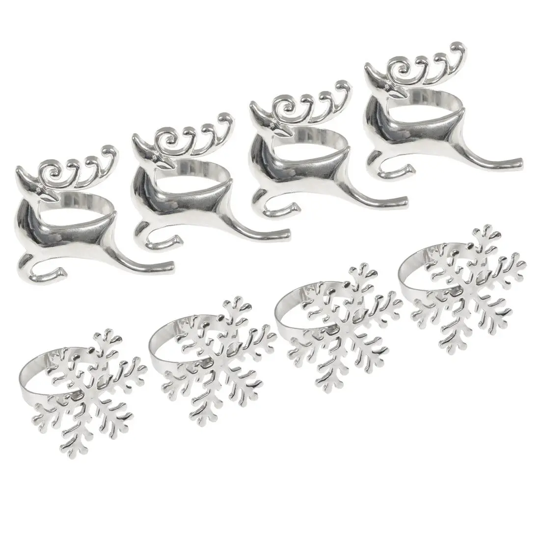Set Of 4 Christmas Napkin Rings Silver Metal Table Decoration 1