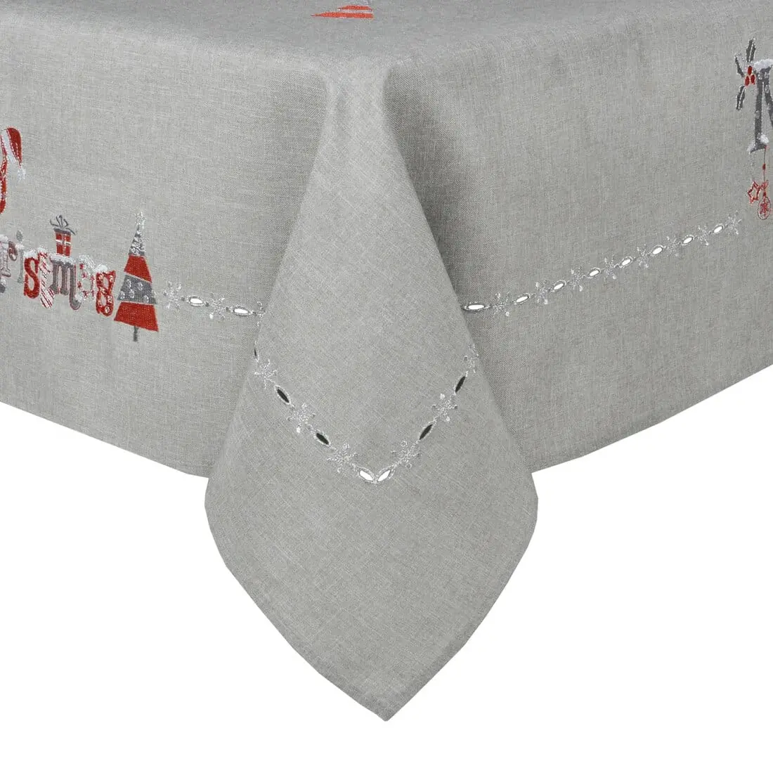 Grey Merry Christmas Fabric Tablecloths / Napkins Xmas Decoration 1