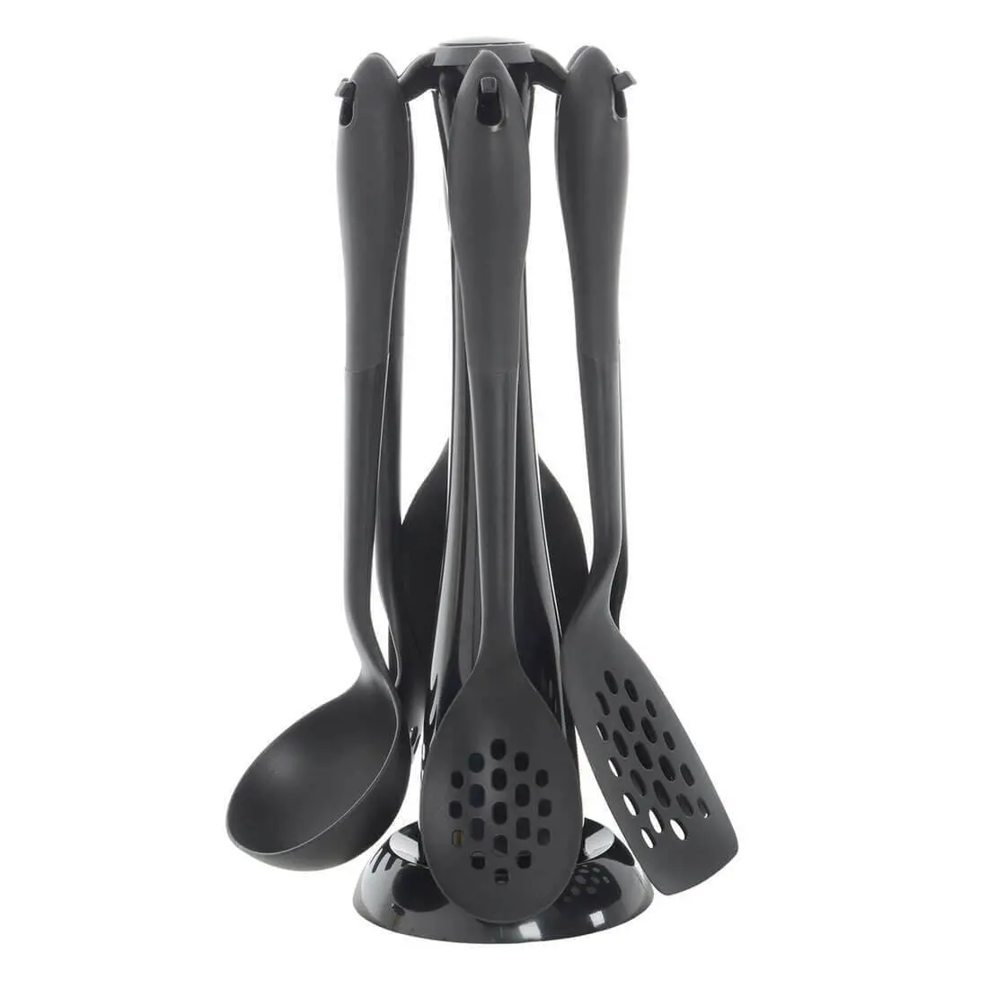6 Piece Kitchen Utensils Tool Set With Rotating Stand Black 1