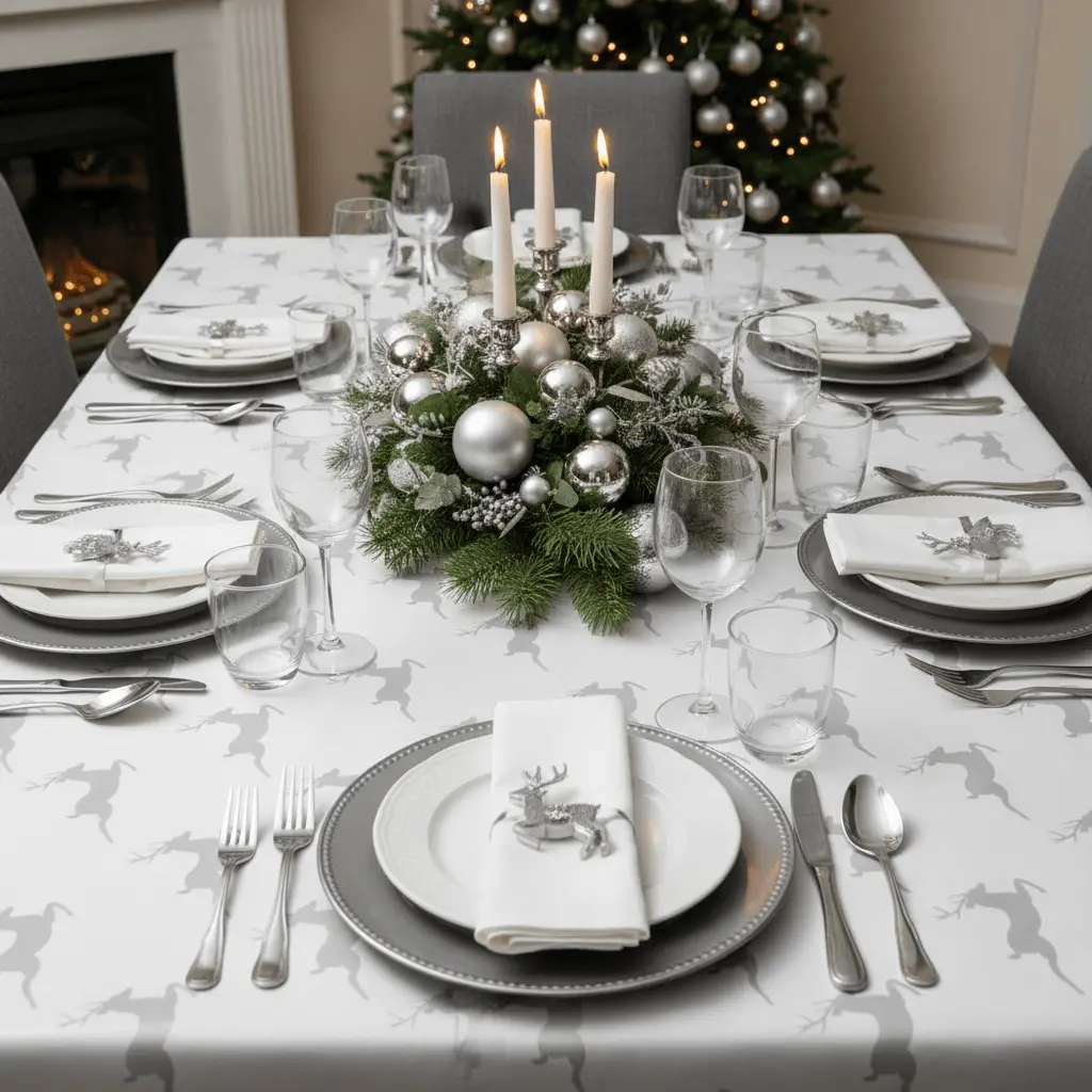 Christmas Tablecloth Pvc Wipe Clean Xmas Table Cover 1