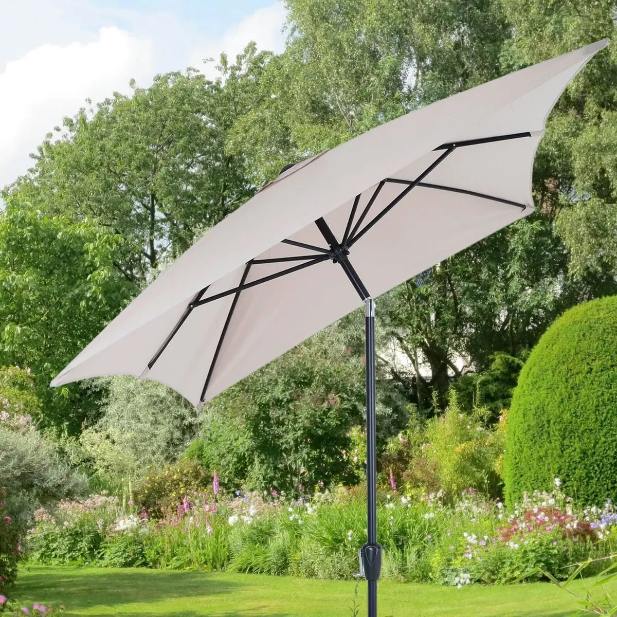 3M X 2M Rectangle Parasol Crank Tilt Garden Patio Umbrella 1