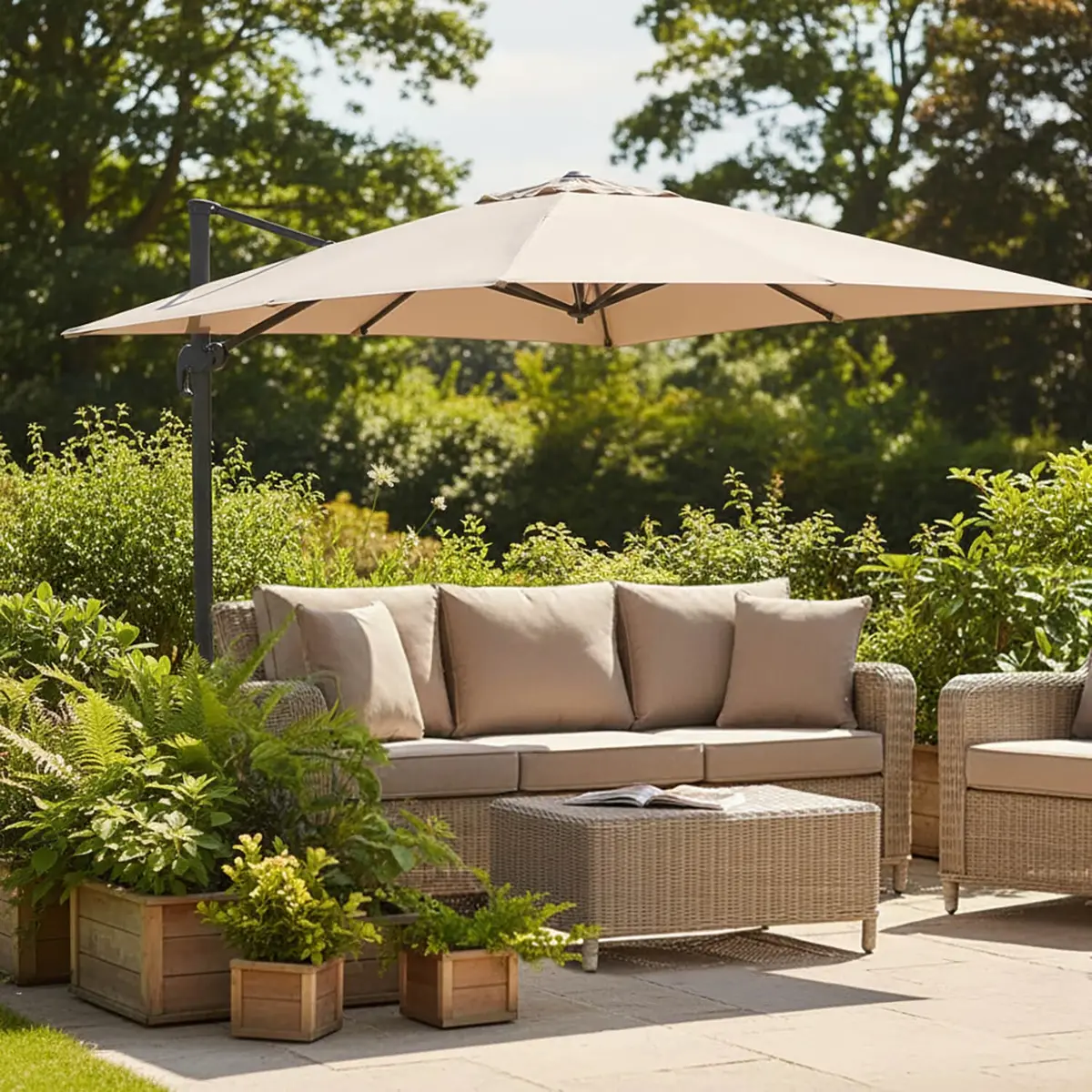 3 X 4M Roma Rectangle Parasol Large Cantilever Garden Shade 1