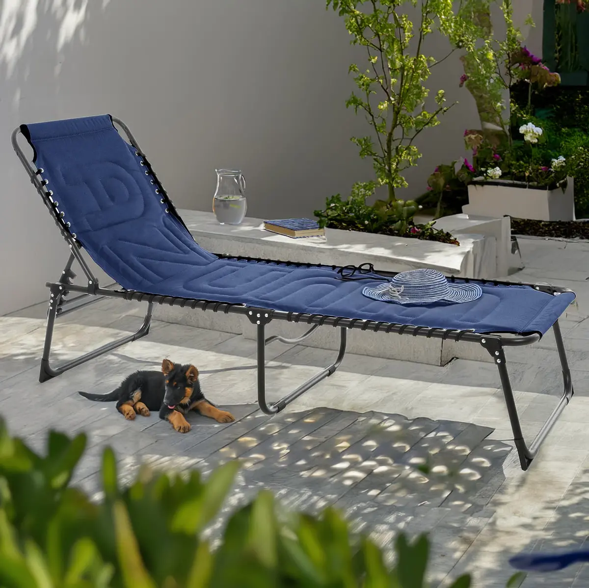 Azuma Padded Sun Lounger Garden Seat Folding Recliner 1