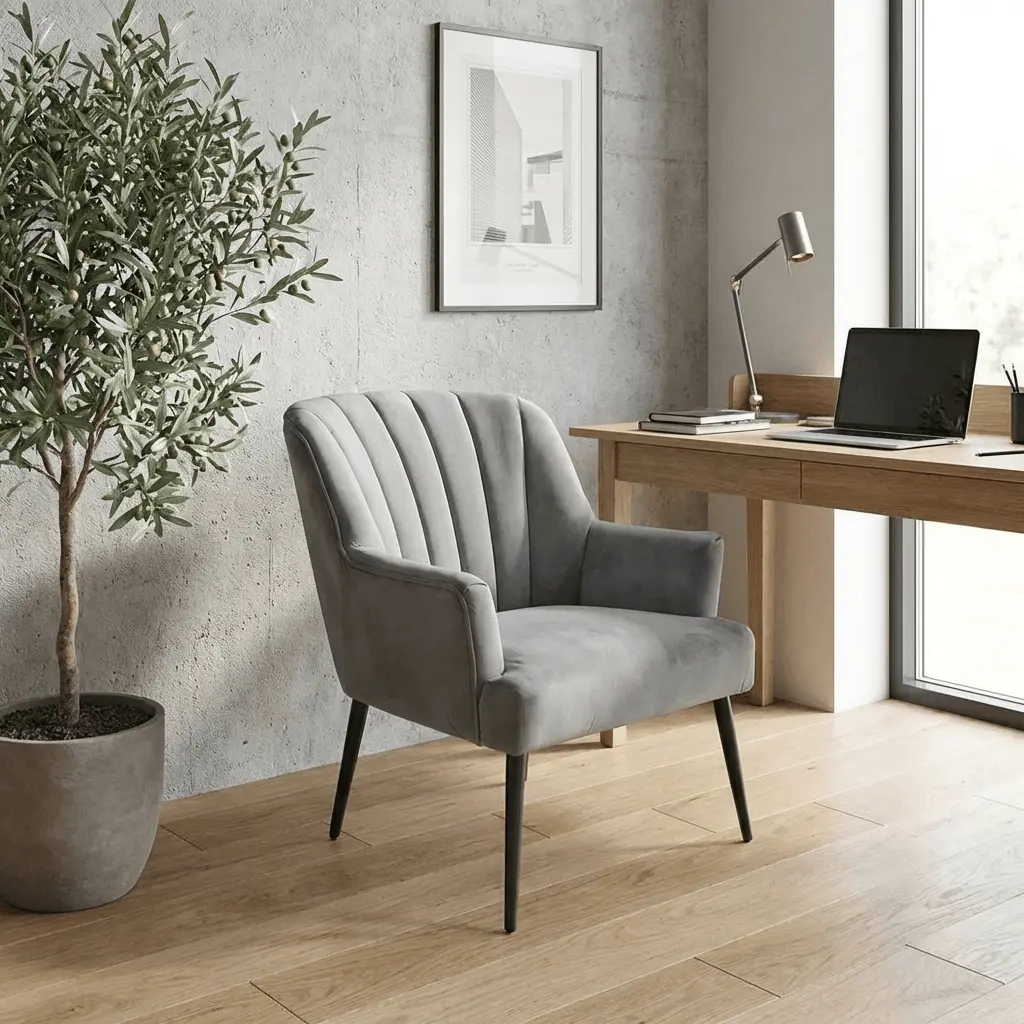 Hodge & Hodge Oyster Shape Armchair With Velvet Style Cover 1