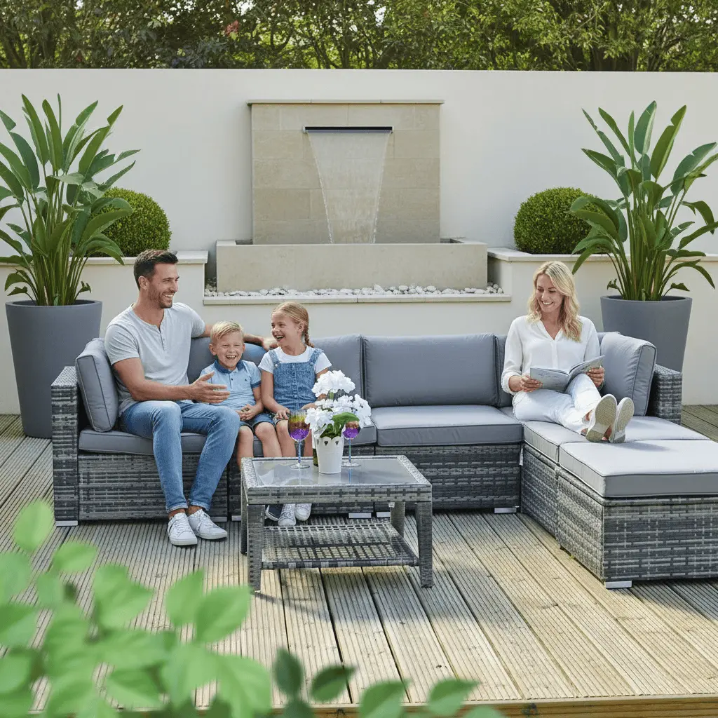 Monaco 7Pc Garden Sofa Set Grey Rattan Patio Furniture 1