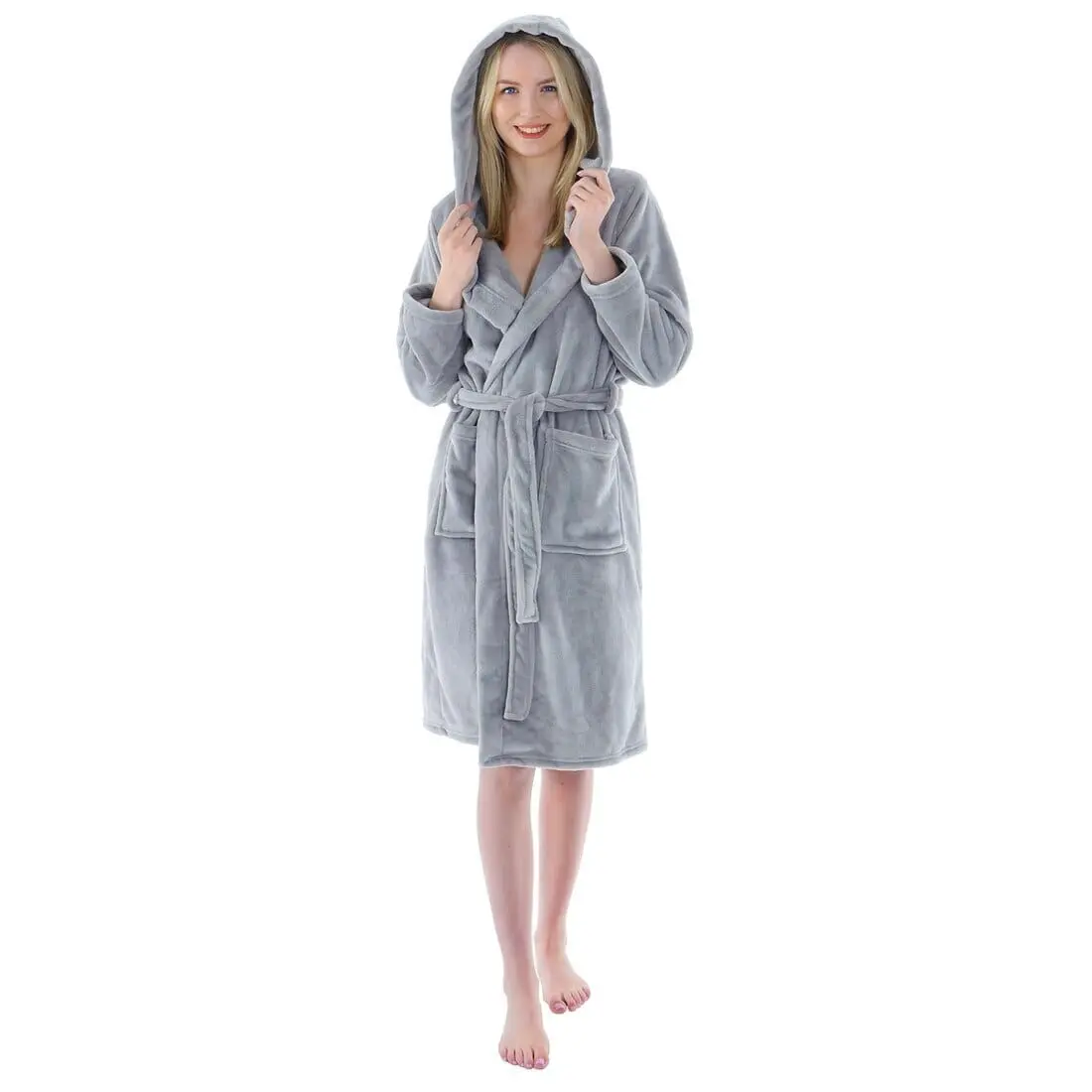 Autumn Faith Womens Deluxe Plush Robe With Hood And Pockets 5