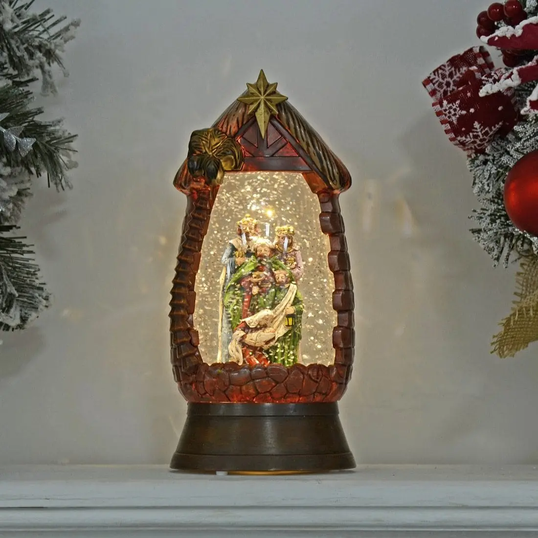 Novelty Christmas Nativity Scene Glitter Water Ornament 1
