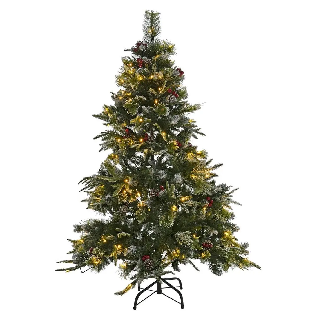 Pre-Lit Frosted Christmas Tree With Berries And Cones 1
