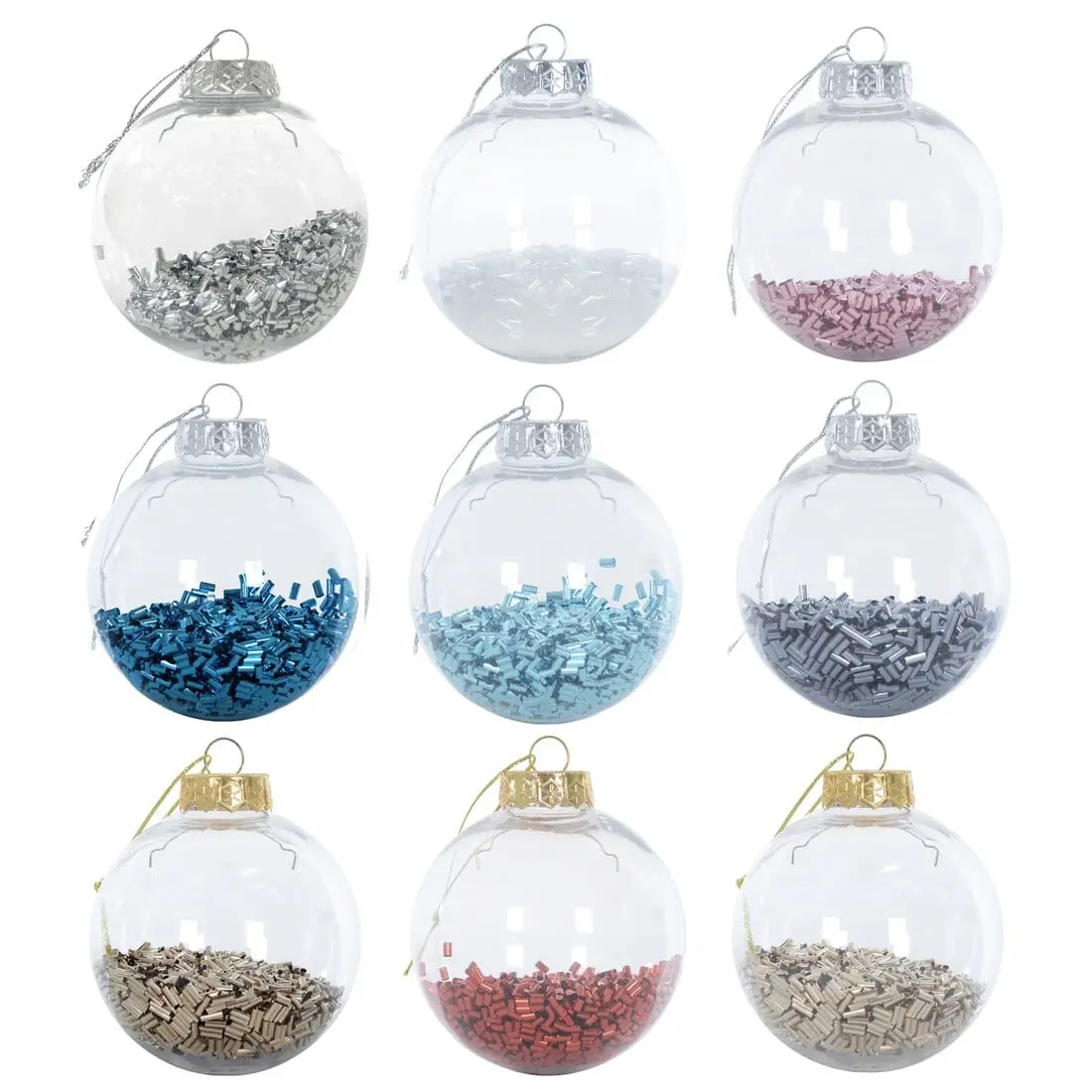 9Pk Metallic Foil Filled Shaker Christmas Tree Baubles 8Cm 1