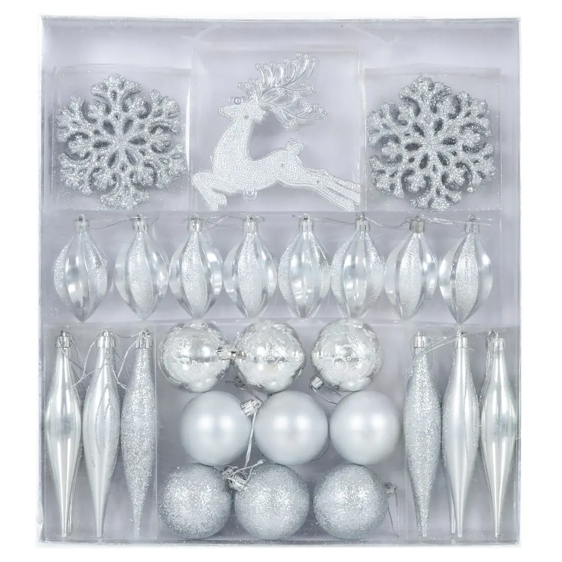 45Pc Metallic Christmas Tree Decoration Set Mixed Baubles 1