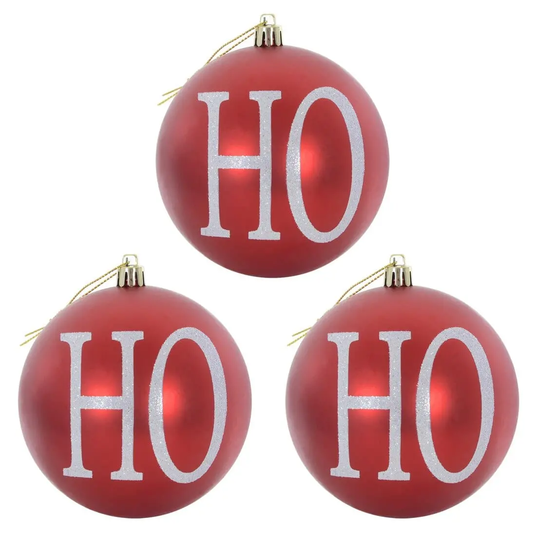 3Pk Large Ho Ho Ho Christmas Tree Baubles 10Cm Black/Red 2
