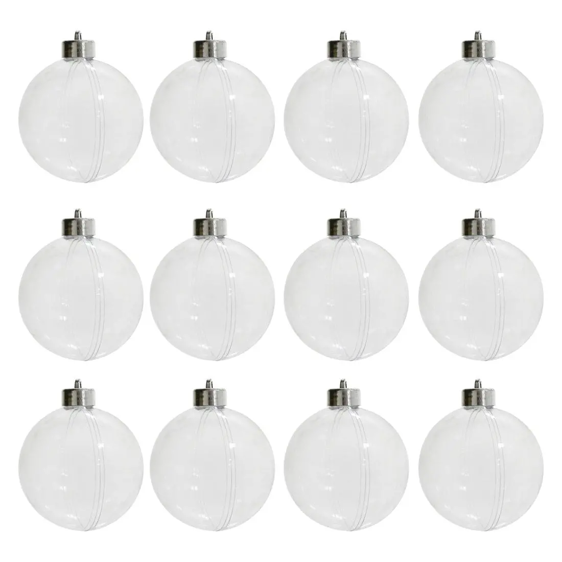 Pack Of 12 80Mm Diy Christmas Baubles Clear Plastic Fillable 1