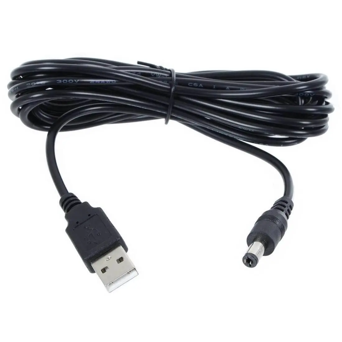 3M Extra Long Usb To 5Mm Dc Jack Power Cable Black 1