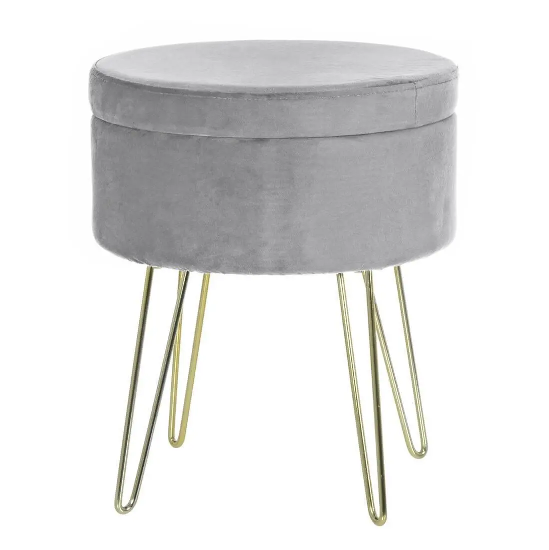 Hodge & Hodge Aria Plush Velvet Storage Stool With Gold Legs 1