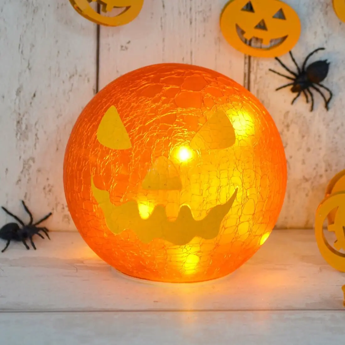 Light Up Crackle Ball Halloween Decoration Led Ornament 15Cm 1