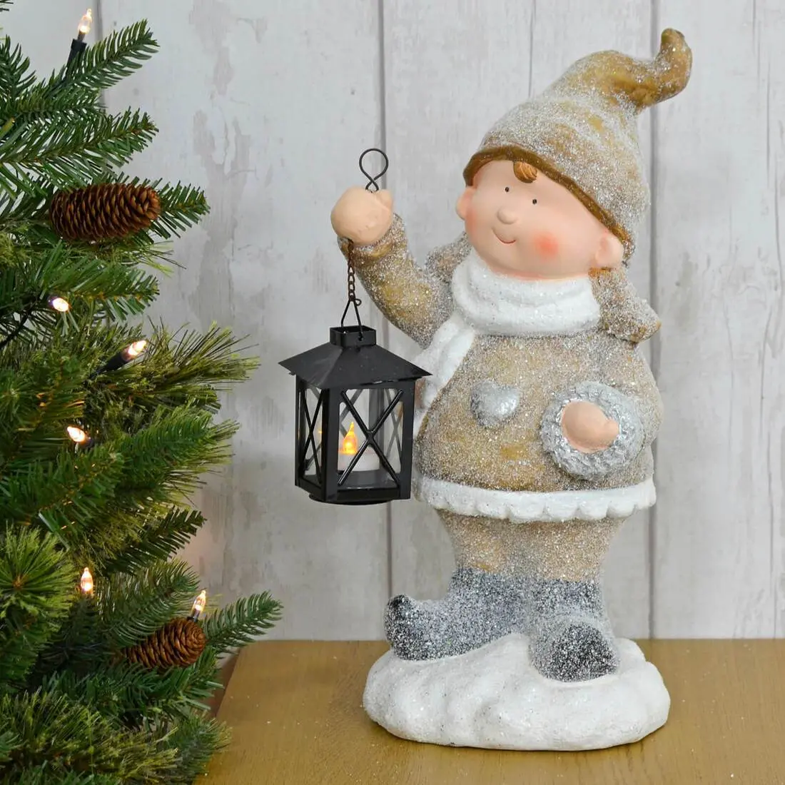 Girl Boy With Tealight Lantern Christmas Ornament 41Cm 1