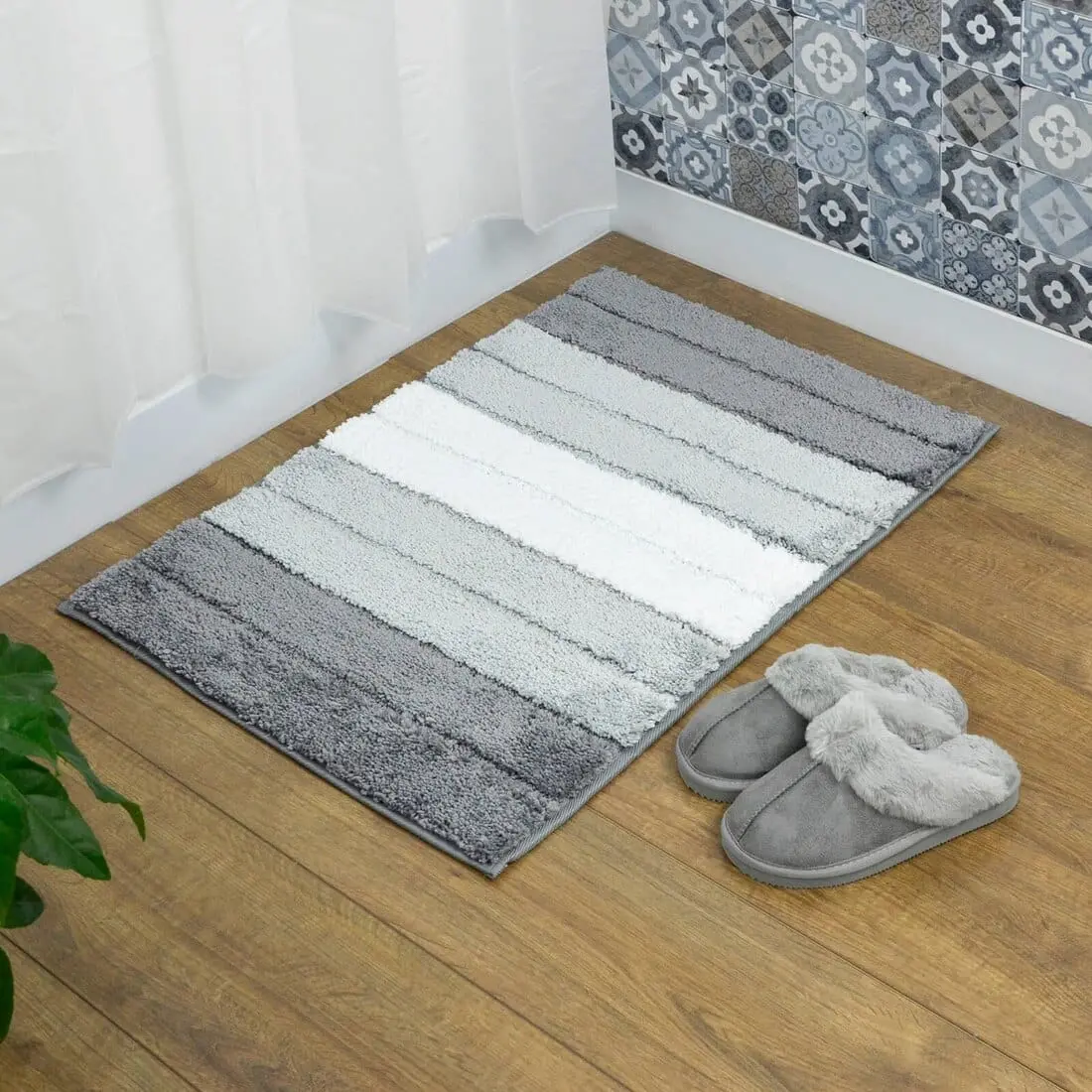 Shades Striped Microfibre Bath Mat Shower Bathroom Non-Slip 1