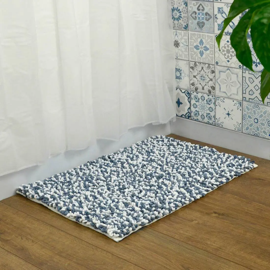 Two Tone Microfibre Noodle Bath Mat Shower Rug Non-Slip 1